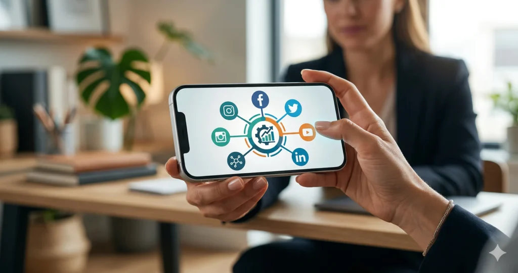 persona manejando redes sociales